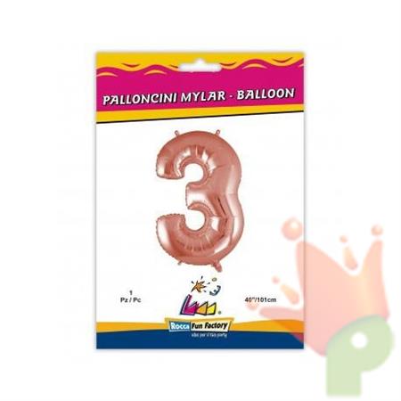 PALLONCINO MYLAR 40 INCH NUMERO 3 ORO GOLD