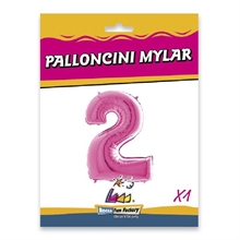 PALLONCINO MYLAR 40 INCH NUMERO 2 FUCSIA