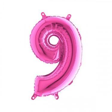 PALLONCINO MYLAR 14 INCH NUMERO 9 FUCSIA