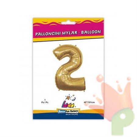 PALLONCINO MYLAR 40 INCH NUMERO 2 ORO