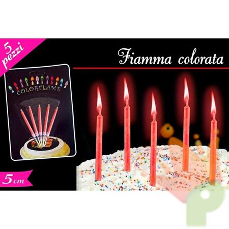 SET CANDELINE FIAMMA COLORE ROSSO 5PZ