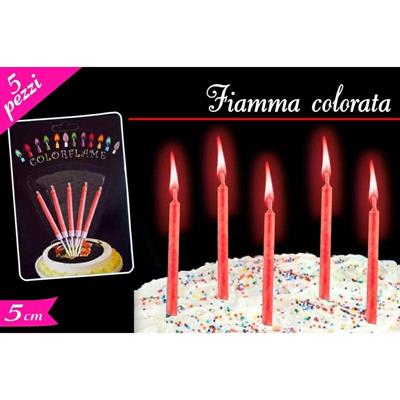 SET CANDELINE FIAMMA COLORE ROSSO 5PZ