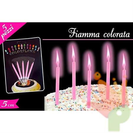 SET CANDELINE FIAMMA COLORE ROSA 5PZ