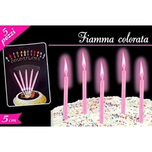 SET CANDELINE FIAMMA COLORE ROSA 5PZ