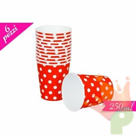 BICCHIERI 250ML POIS ROSSO 6PZ