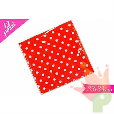 TOVAGLIOLI 33X33CM POIS ROSSO 12PZ