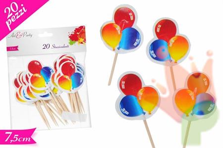 STUZZICANDENTI 7,5CM FINGERFOOD PALLONCINI 20PZ