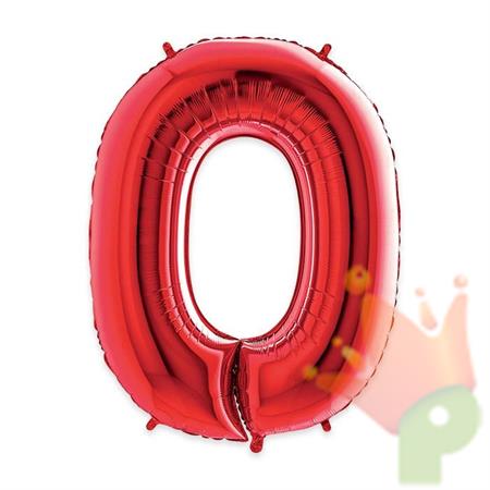 PALLONCINO MYLAR 40INCH 102 CM NUMERO 0 ROSSO