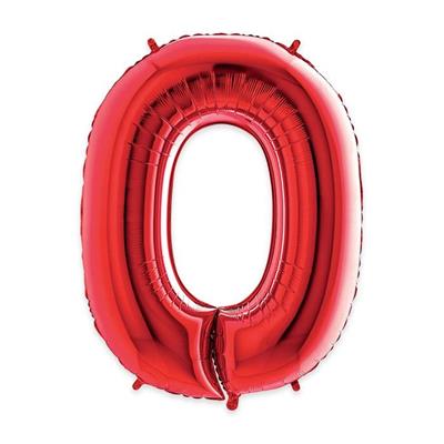 PALLONCINO MYLAR 40INCH 102 CM NUMERO 0 ROSSO