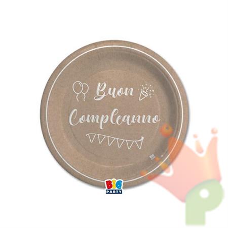 PIATTI BUON COMPLEANNO KRAFT 18 CM 8 PZ