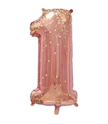 PALLONCINO MYLAR 40INCH 101 CM NUMERO 1 ROSA GOLD