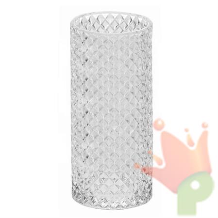 VASO CILINDRO VETRO DIAMANTE H. 25 CM D. 10 CM