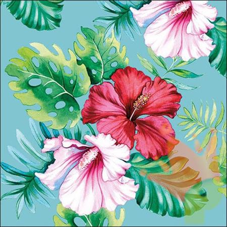 TOVAGLIOLI 33X33 3V HIBISCUS FLORAL PETROL 20 PZ