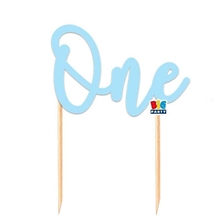 CAKE TOPPER ITALIC 16X16 CM ONE LIGHT BLUE