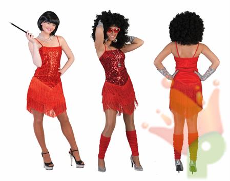 COSTUME CHARLESTON ROSSO ADULTA TAGLIA 40 42