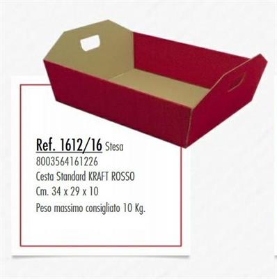 CESTA IN CARTONE ONDA ROSSA 34X29X10CM max 10 kg