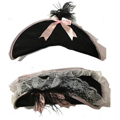 CAPPELLO DONNA PIRATA CON PIZZO ROSA