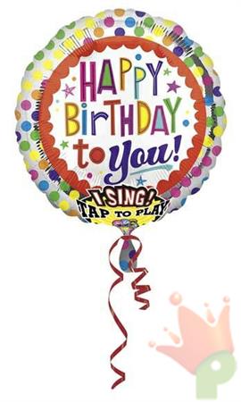 PALLONCINO MYLAR 28INCH SINGING BALLOON HAPPY BIRTHDAY