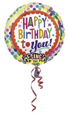 PALLONCINO MYLAR 28INCH SINGING BALLOON HAPPY BIRTHDAY