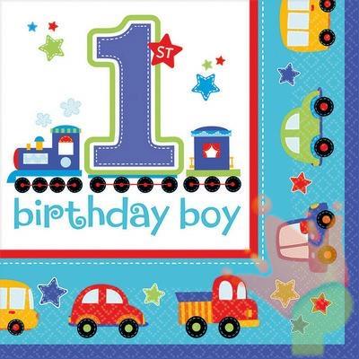 Tovagliolo 33x33cm 1°Compleanno All Aboard 16 pz