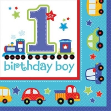 Tovagliolo 33x33cm 1°Compleanno All Aboard 16 pz