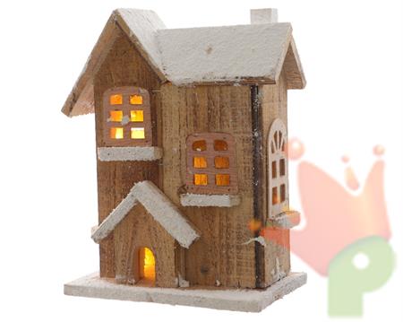 CASETTA IN LEGNO 26 CM 5 LED LUCE CALDA COTTAGE