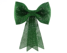 plastic bow w hanger w glitter FIOCCO VERDE METAL 13X14