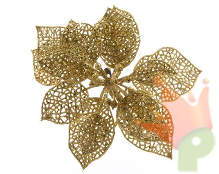 STELLA NATALE CON CLIP GLITTER ORO CM 17