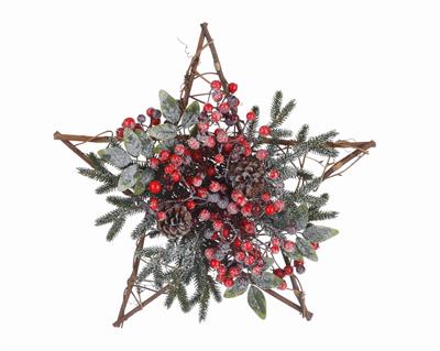 decorated star berries snow DECORAZIONE STELLA BACCHE 45 CM