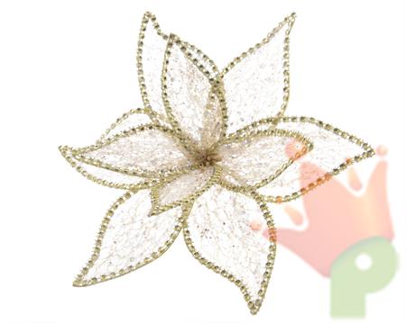 FIORE CON CLIP ORO GLITTER 20 CM