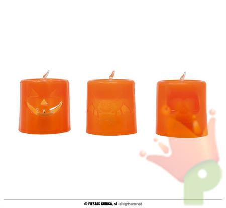 CANDELE A BATTERIA NERO/ARANCIONE 4,5X4 CM 12 PZ