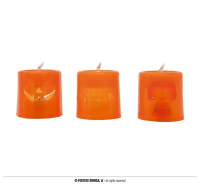 CANDELE A BATTERIA NERO/ARANCIONE 4,5X4 CM 12 PZ