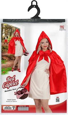 COSTUME MANTELLO ROSSO CON CAPPUCCIO ADULTA  TAGLIA UNICA