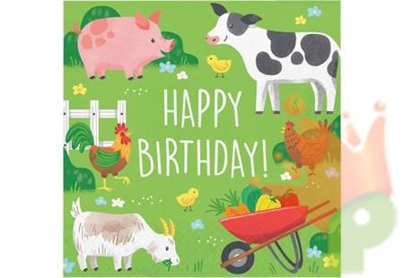 TOVAGLIOLI HAPPY BIRTHDAY ANIMALI FATTORIA 16 PZ 33X33 CM