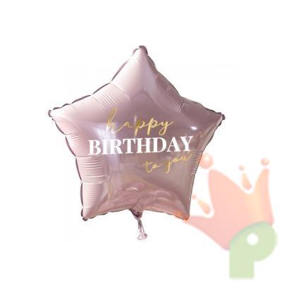 PALLONCINO MYLAR STELLA HAPPY BIRTHDAY ROSA 45 CM