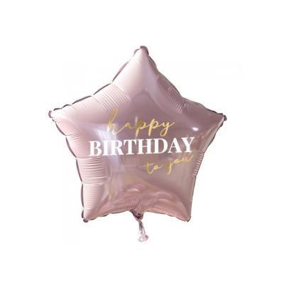 PALLONCINO MYLAR STELLA HAPPY BIRTHDAY ROSA 45 CM