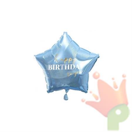 PALLONCINO MYLAR STELLA HAPPY BIRTHDAY CELESTE 45 CM