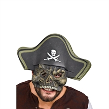 MASCHERA MEZZO VISO TESCHIO PIRATA CON CAPPELLO