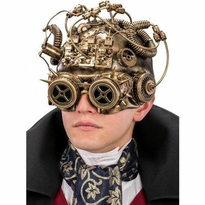 MASCHERA STEAMPUNK MEZZO VISO ORO