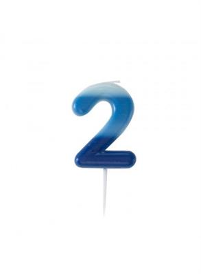 CANDELINA NUMERO 2 SFUMATA BLU 6 CM