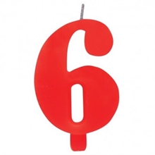 CANDELINA NUMERO 6 SCINTILLANTE ROSSA 9,5 CM