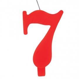 CANDELINA NUMERO 7 SCINTILLANTE ROSSA 9,5 CM