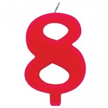 CANDELINA NUMERO 8 SCINTILLANTE ROSSA 9,5 CM