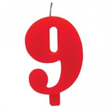 CANDELINA NUMERO 9 SCINTILLANTE ROSSA 9,5 CM