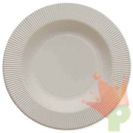 PIATTI FONDI RIGHE BIANCHI COMPOSTABILI 25,5 CM 8 PZ