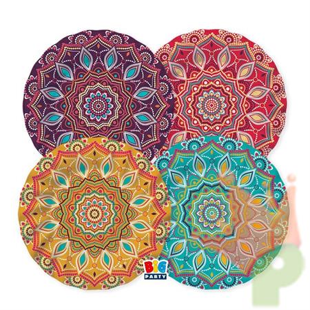 PIATTI IN CARTA MANDALA 25 CM 8 PZ