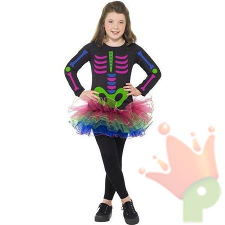 COSTUME SCHELETRO BAMBINA MULTICOLOR CON TUTU TG 7-8 ANNI