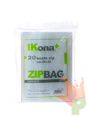 BUSTE TRASPARENTI CON ZIP 20X30 CM 20 PZ