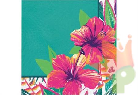 TOVAGLIOLI TEMA HAWAIANO FIORI TROPICALI 33X33 CM 16 PZ