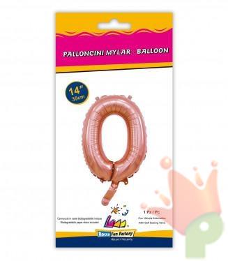 PALLONCINO MYLAR 14INCH NUMERO 0 ROSA GOLD